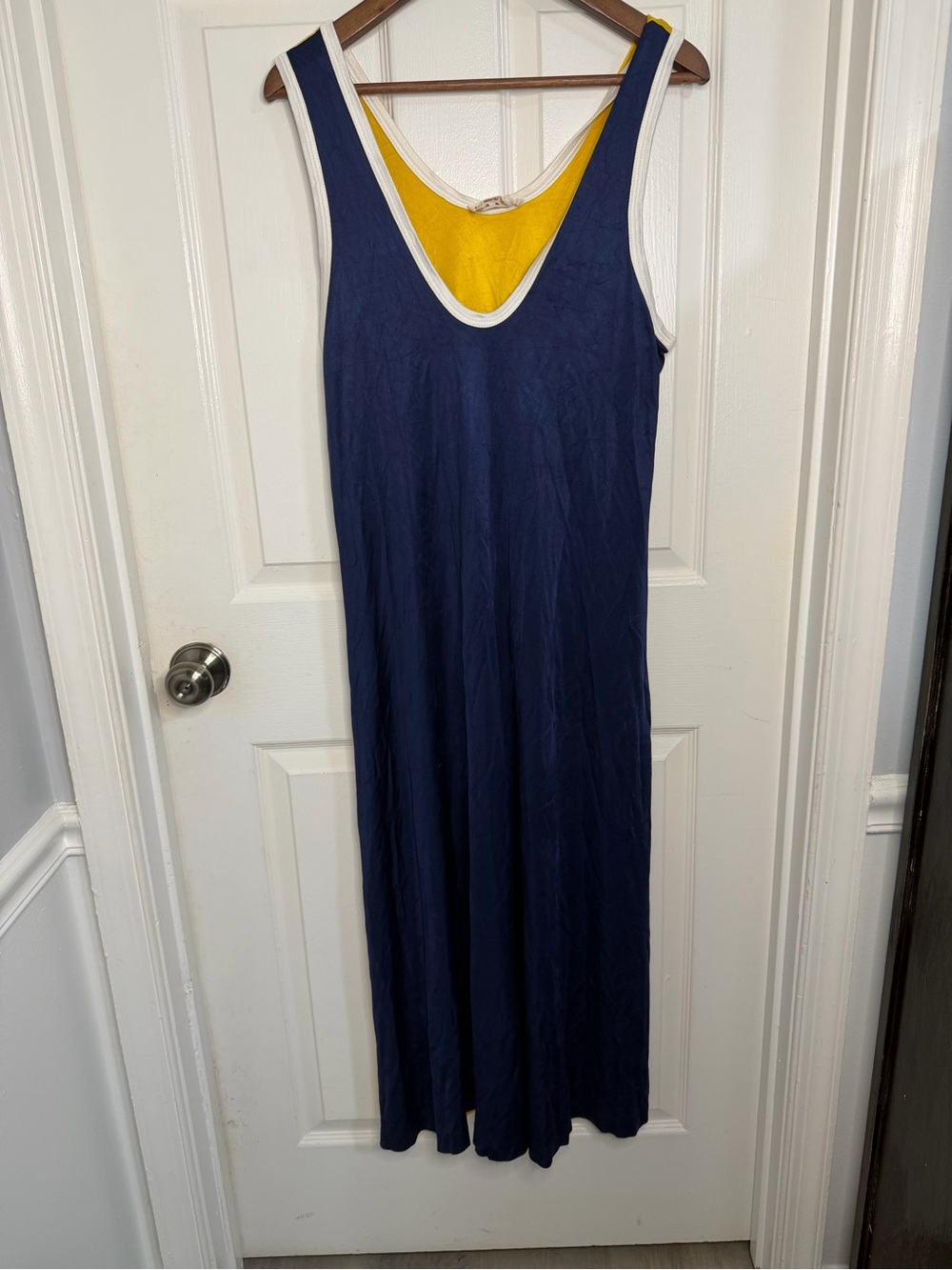 Marni Women's Colorblock Maxi Dress Sleeveless Scoop Neck Blue Yellow Size 10